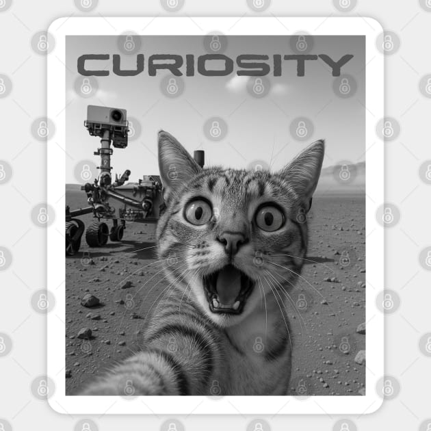 Funny cat selfie meme on Mars with NASA Curiosity Rover Sticker by Stylecombinator